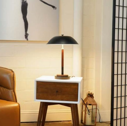 High Quality Hotel European Modern Bed Side Nightstand Decorative Led Table Desk Lamp, Cosmiclume Black Umbrella Shaped Table Lamp - Walnut - Bronze 110V