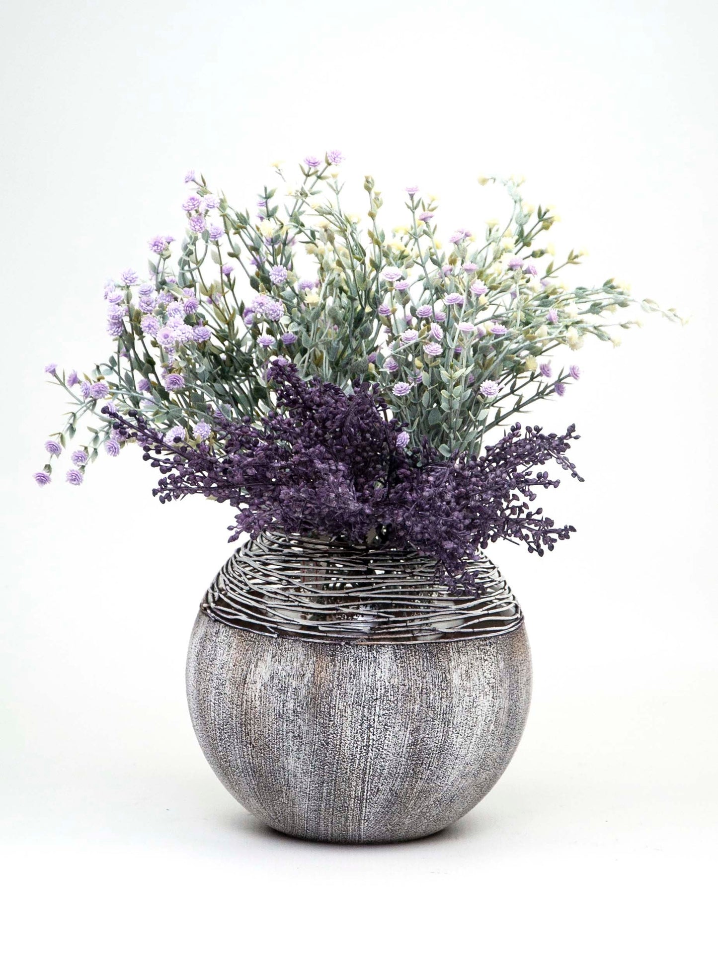 Hand-Painted Artisan Glass Vase | Modern Gray Round Decor | The WCA Studio Collection
