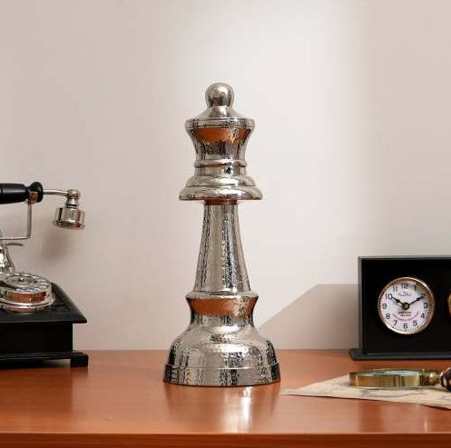 Decorative Hammered Nickel Finish Chess Horse Sculpture