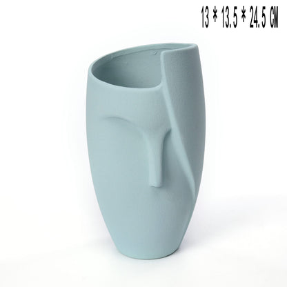 Artisan Ceramic Face Vase | Modern Boho Decor Statue | The WCA Studio Collection