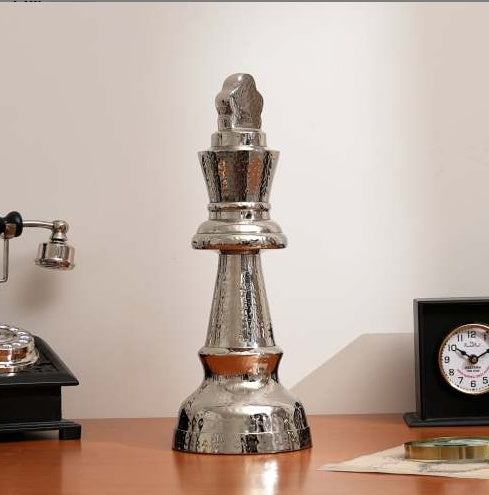 Decorative Hammered Nickel Finish Chess Horse Sculpture