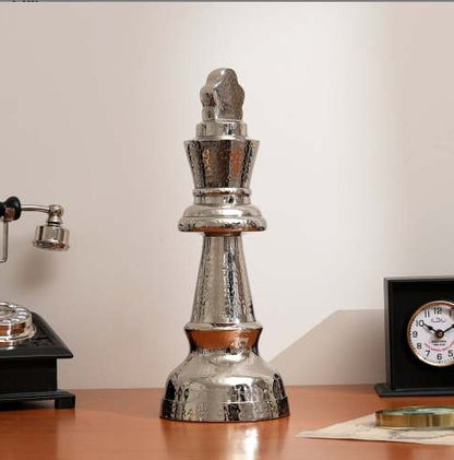 Decorative Hammered Nickel Finish Chess Horse Sculpture