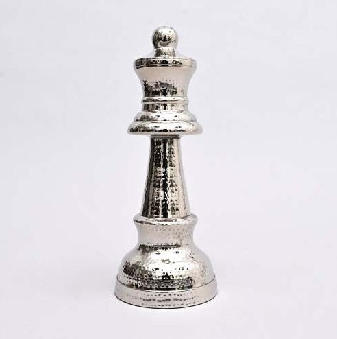 Decorative Hammered Nickel Finish Chess Horse Sculpture