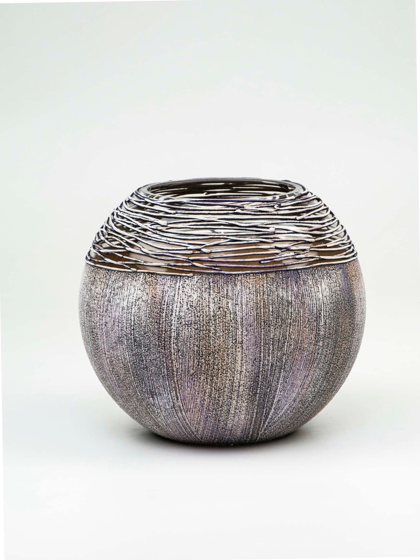 Hand-Painted Artisan Glass Vase | Modern Gray Round Decor | The WCA Studio Collection