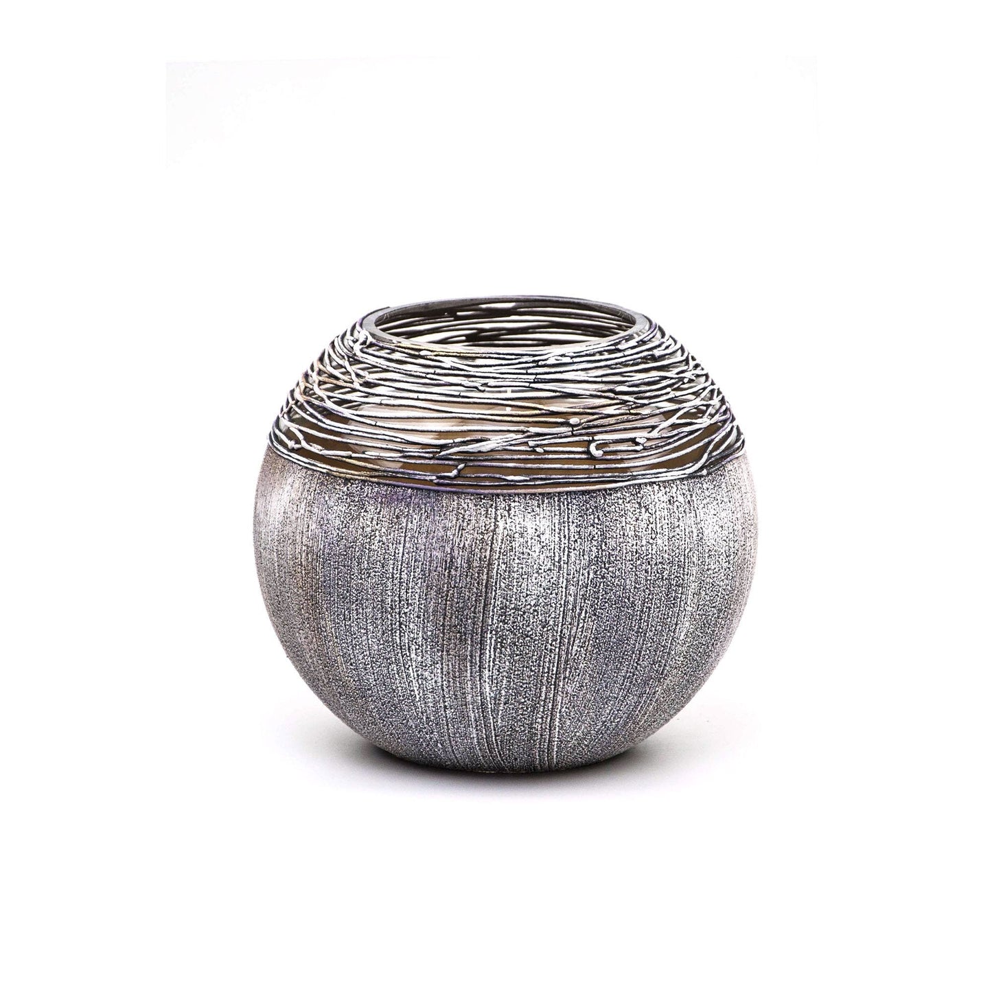 Hand-Painted Artisan Glass Vase | Modern Gray Round Decor | The WCA Studio Collection
