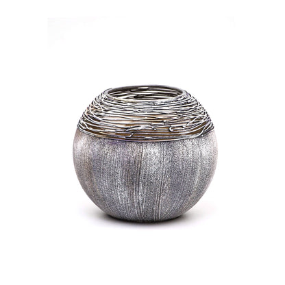 Hand-Painted Artisan Glass Vase | Modern Gray Round Decor | The WCA Studio Collection