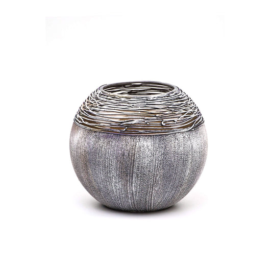 Hand-Painted Artisan Glass Vase | Modern Gray Round Decor | The WCA Studio Collection