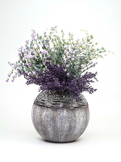 Hand-Painted Artisan Glass Vase | Modern Gray Round Decor | The WCA Studio Collection